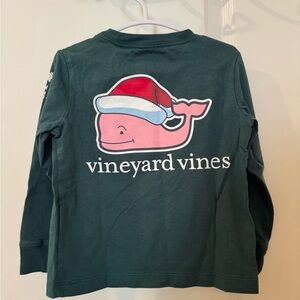 Vineyard Vines Kids Teal Long Sleeve with Festive Whale